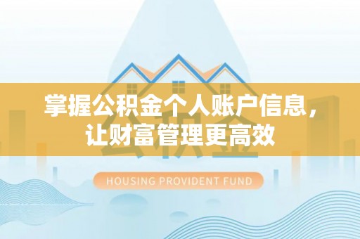 广州掌握公积金个人账户信息，让财富管理更高效